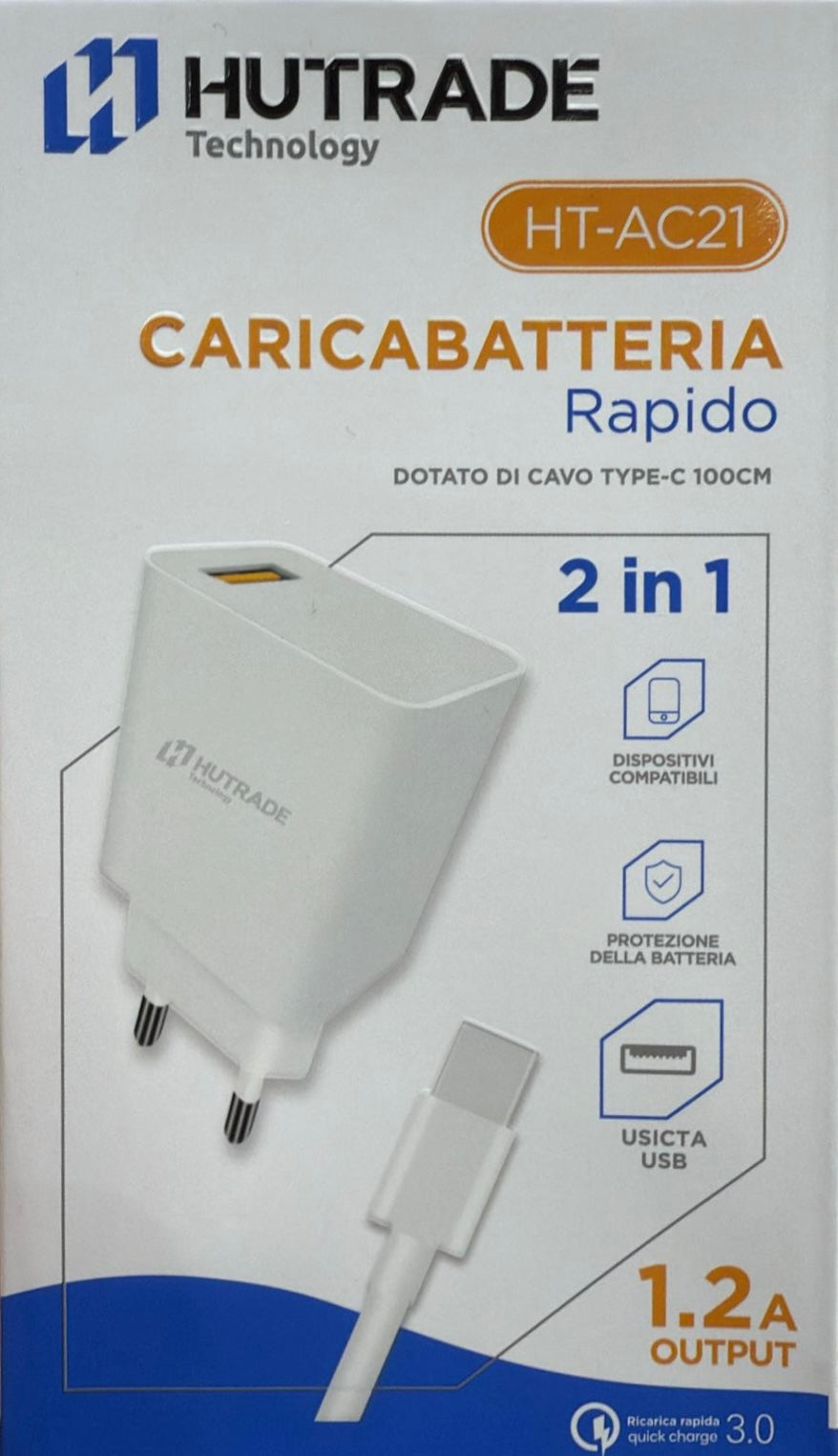 Cargador de espina+cable USB-C 20W